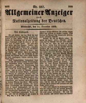 Allgemeiner Anzeiger und Nationalzeitung der Deutschen (Allgemeiner Anzeiger der Deutschen) Mittwoch 11. Dezember 1839