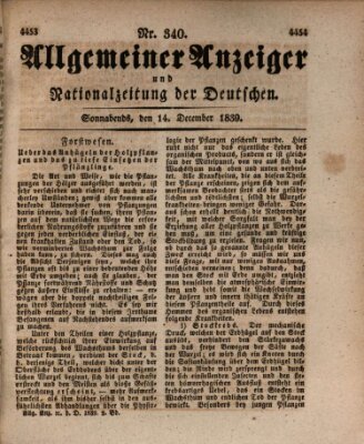 Allgemeiner Anzeiger und Nationalzeitung der Deutschen (Allgemeiner Anzeiger der Deutschen) Samstag 14. Dezember 1839