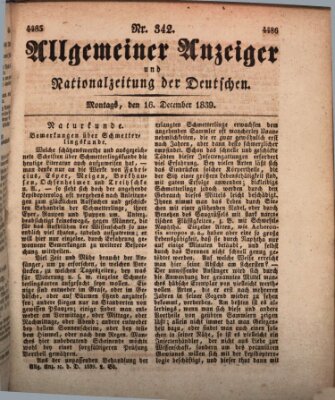 Allgemeiner Anzeiger und Nationalzeitung der Deutschen (Allgemeiner Anzeiger der Deutschen) Montag 16. Dezember 1839