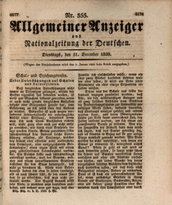 Allgemeiner Anzeiger und Nationalzeitung der Deutschen (Allgemeiner Anzeiger der Deutschen) Dienstag 31. Dezember 1839