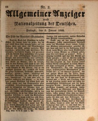 Allgemeiner Anzeiger und Nationalzeitung der Deutschen (Allgemeiner Anzeiger der Deutschen) Freitag 3. Januar 1840