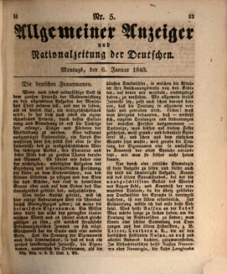 Allgemeiner Anzeiger und Nationalzeitung der Deutschen (Allgemeiner Anzeiger der Deutschen) Montag 6. Januar 1840