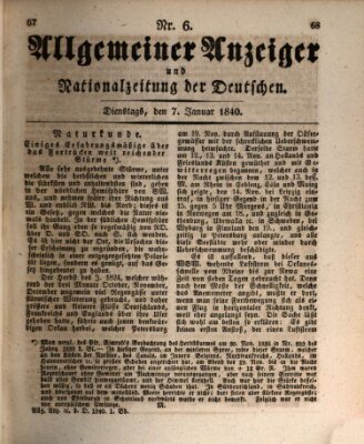 Allgemeiner Anzeiger und Nationalzeitung der Deutschen (Allgemeiner Anzeiger der Deutschen) Dienstag 7. Januar 1840