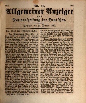 Allgemeiner Anzeiger und Nationalzeitung der Deutschen (Allgemeiner Anzeiger der Deutschen) Montag 13. Januar 1840