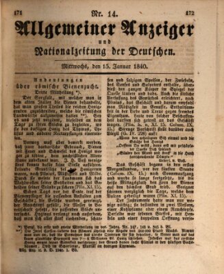 Allgemeiner Anzeiger und Nationalzeitung der Deutschen (Allgemeiner Anzeiger der Deutschen) Mittwoch 15. Januar 1840