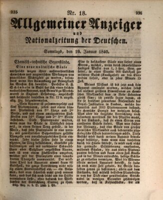 Allgemeiner Anzeiger und Nationalzeitung der Deutschen (Allgemeiner Anzeiger der Deutschen) Sonntag 19. Januar 1840