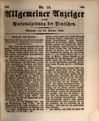 Allgemeiner Anzeiger und Nationalzeitung der Deutschen (Allgemeiner Anzeiger der Deutschen) Montag 20. Januar 1840