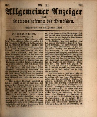 Allgemeiner Anzeiger und Nationalzeitung der Deutschen (Allgemeiner Anzeiger der Deutschen) Mittwoch 22. Januar 1840