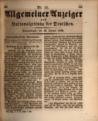 Allgemeiner Anzeiger und Nationalzeitung der Deutschen (Allgemeiner Anzeiger der Deutschen) Donnerstag 23. Januar 1840