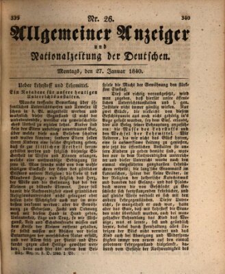 Allgemeiner Anzeiger und Nationalzeitung der Deutschen (Allgemeiner Anzeiger der Deutschen) Montag 27. Januar 1840