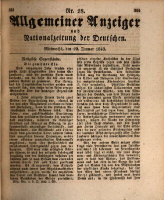 Allgemeiner Anzeiger und Nationalzeitung der Deutschen (Allgemeiner Anzeiger der Deutschen) Mittwoch 29. Januar 1840