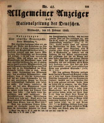 Allgemeiner Anzeiger und Nationalzeitung der Deutschen (Allgemeiner Anzeiger der Deutschen) Mittwoch 12. Februar 1840