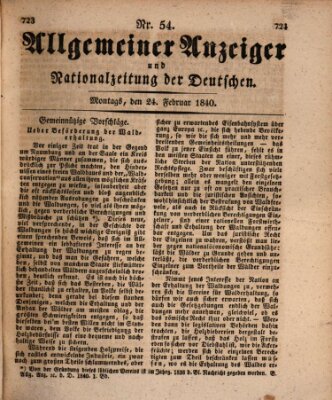 Allgemeiner Anzeiger und Nationalzeitung der Deutschen (Allgemeiner Anzeiger der Deutschen) Montag 24. Februar 1840