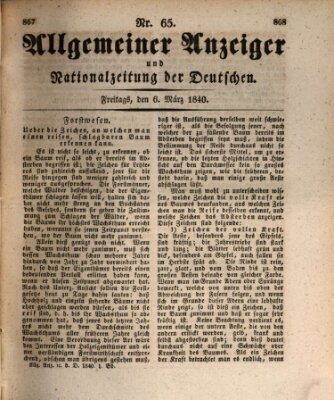 Allgemeiner Anzeiger und Nationalzeitung der Deutschen (Allgemeiner Anzeiger der Deutschen) Freitag 6. März 1840