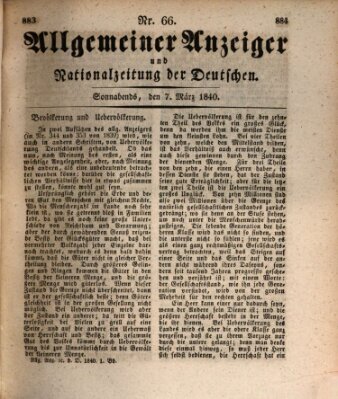 Allgemeiner Anzeiger und Nationalzeitung der Deutschen (Allgemeiner Anzeiger der Deutschen) Samstag 7. März 1840