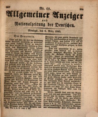 Allgemeiner Anzeiger und Nationalzeitung der Deutschen (Allgemeiner Anzeiger der Deutschen) Montag 9. März 1840