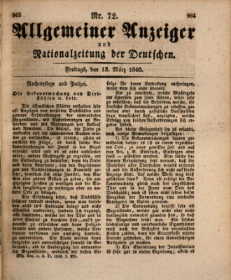 Allgemeiner Anzeiger und Nationalzeitung der Deutschen (Allgemeiner Anzeiger der Deutschen) Freitag 13. März 1840