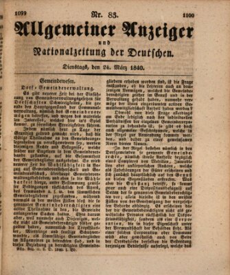 Allgemeiner Anzeiger und Nationalzeitung der Deutschen (Allgemeiner Anzeiger der Deutschen) Dienstag 24. März 1840