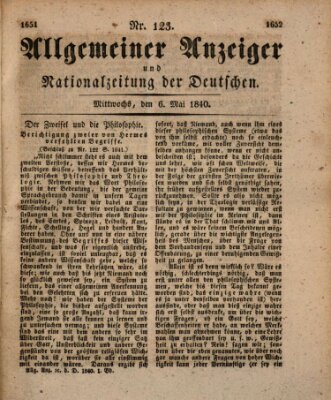 Allgemeiner Anzeiger und Nationalzeitung der Deutschen (Allgemeiner Anzeiger der Deutschen) Mittwoch 6. Mai 1840