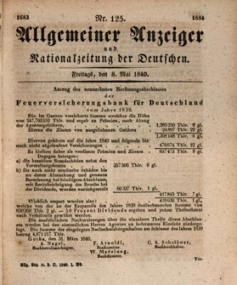 Allgemeiner Anzeiger und Nationalzeitung der Deutschen (Allgemeiner Anzeiger der Deutschen) Freitag 8. Mai 1840