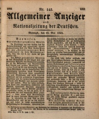 Allgemeiner Anzeiger und Nationalzeitung der Deutschen (Allgemeiner Anzeiger der Deutschen) Montag 25. Mai 1840