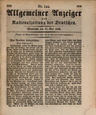 Allgemeiner Anzeiger und Nationalzeitung der Deutschen (Allgemeiner Anzeiger der Deutschen) Mittwoch 27. Mai 1840