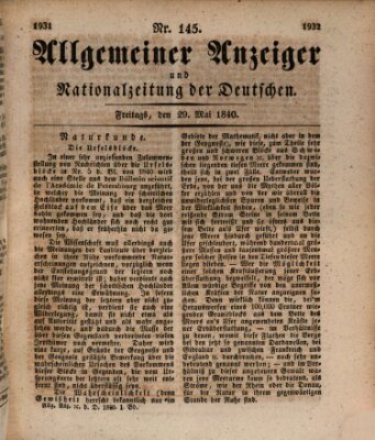 Allgemeiner Anzeiger und Nationalzeitung der Deutschen (Allgemeiner Anzeiger der Deutschen) Freitag 29. Mai 1840