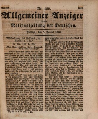 Allgemeiner Anzeiger und Nationalzeitung der Deutschen (Allgemeiner Anzeiger der Deutschen) Freitag 5. Juni 1840