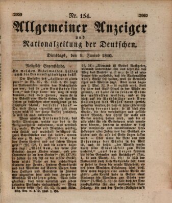 Allgemeiner Anzeiger und Nationalzeitung der Deutschen (Allgemeiner Anzeiger der Deutschen) Dienstag 9. Juni 1840