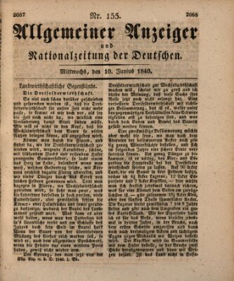 Allgemeiner Anzeiger und Nationalzeitung der Deutschen (Allgemeiner Anzeiger der Deutschen) Mittwoch 10. Juni 1840