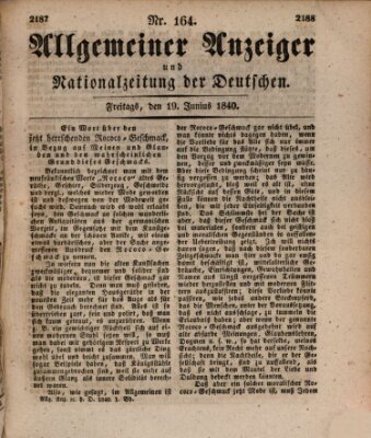 Allgemeiner Anzeiger und Nationalzeitung der Deutschen (Allgemeiner Anzeiger der Deutschen) Freitag 19. Juni 1840