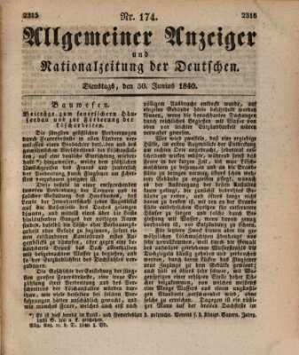 Allgemeiner Anzeiger und Nationalzeitung der Deutschen (Allgemeiner Anzeiger der Deutschen) Dienstag 30. Juni 1840