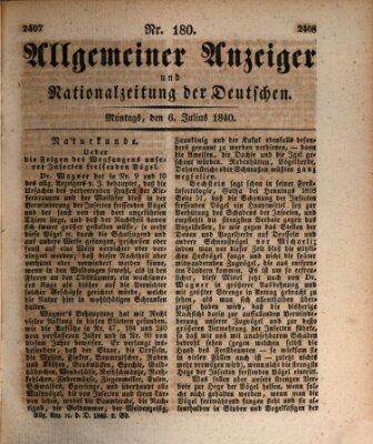 Allgemeiner Anzeiger und Nationalzeitung der Deutschen (Allgemeiner Anzeiger der Deutschen) Montag 6. Juli 1840