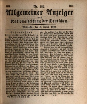 Allgemeiner Anzeiger und Nationalzeitung der Deutschen (Allgemeiner Anzeiger der Deutschen) Mittwoch 8. Juli 1840