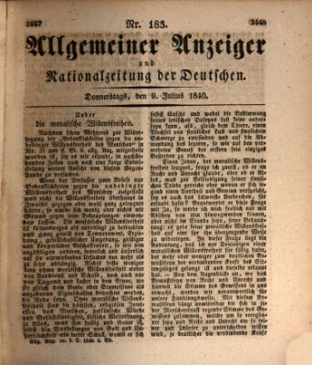 Allgemeiner Anzeiger und Nationalzeitung der Deutschen (Allgemeiner Anzeiger der Deutschen) Donnerstag 9. Juli 1840