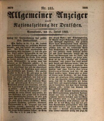 Allgemeiner Anzeiger und Nationalzeitung der Deutschen (Allgemeiner Anzeiger der Deutschen) Samstag 11. Juli 1840