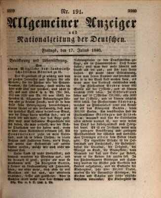 Allgemeiner Anzeiger und Nationalzeitung der Deutschen (Allgemeiner Anzeiger der Deutschen) Freitag 17. Juli 1840