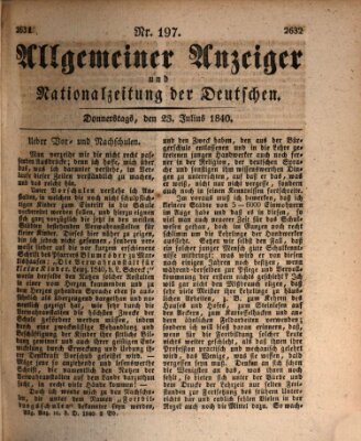 Allgemeiner Anzeiger und Nationalzeitung der Deutschen (Allgemeiner Anzeiger der Deutschen) Donnerstag 23. Juli 1840