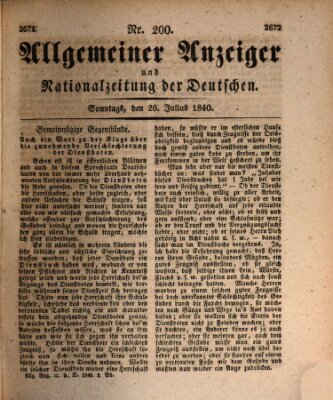 Allgemeiner Anzeiger und Nationalzeitung der Deutschen (Allgemeiner Anzeiger der Deutschen) Sonntag 26. Juli 1840