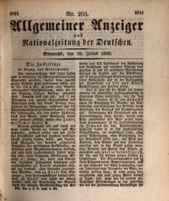 Allgemeiner Anzeiger und Nationalzeitung der Deutschen (Allgemeiner Anzeiger der Deutschen) Mittwoch 29. Juli 1840