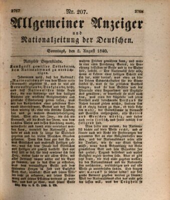 Allgemeiner Anzeiger und Nationalzeitung der Deutschen (Allgemeiner Anzeiger der Deutschen) Sonntag 2. August 1840