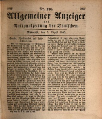 Allgemeiner Anzeiger und Nationalzeitung der Deutschen (Allgemeiner Anzeiger der Deutschen) Mittwoch 5. August 1840