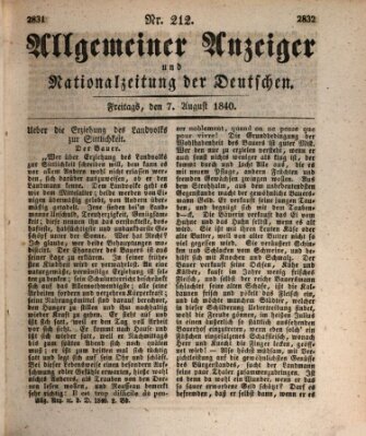 Allgemeiner Anzeiger und Nationalzeitung der Deutschen (Allgemeiner Anzeiger der Deutschen) Freitag 7. August 1840