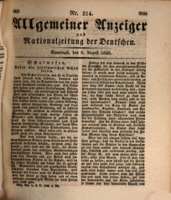 Allgemeiner Anzeiger und Nationalzeitung der Deutschen (Allgemeiner Anzeiger der Deutschen) Sonntag 9. August 1840