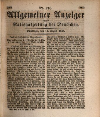 Allgemeiner Anzeiger und Nationalzeitung der Deutschen (Allgemeiner Anzeiger der Deutschen) Dienstag 11. August 1840