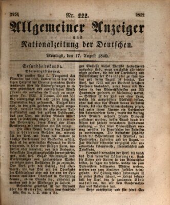 Allgemeiner Anzeiger und Nationalzeitung der Deutschen (Allgemeiner Anzeiger der Deutschen) Montag 17. August 1840