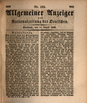 Allgemeiner Anzeiger und Nationalzeitung der Deutschen (Allgemeiner Anzeiger der Deutschen) Dienstag 18. August 1840