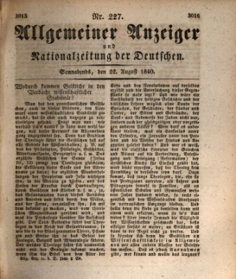 Allgemeiner Anzeiger und Nationalzeitung der Deutschen (Allgemeiner Anzeiger der Deutschen) Samstag 22. August 1840