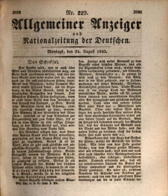 Allgemeiner Anzeiger und Nationalzeitung der Deutschen (Allgemeiner Anzeiger der Deutschen) Montag 24. August 1840