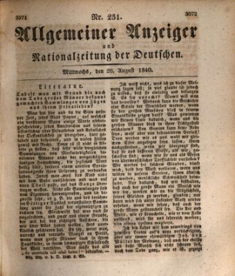 Allgemeiner Anzeiger und Nationalzeitung der Deutschen (Allgemeiner Anzeiger der Deutschen) Mittwoch 26. August 1840